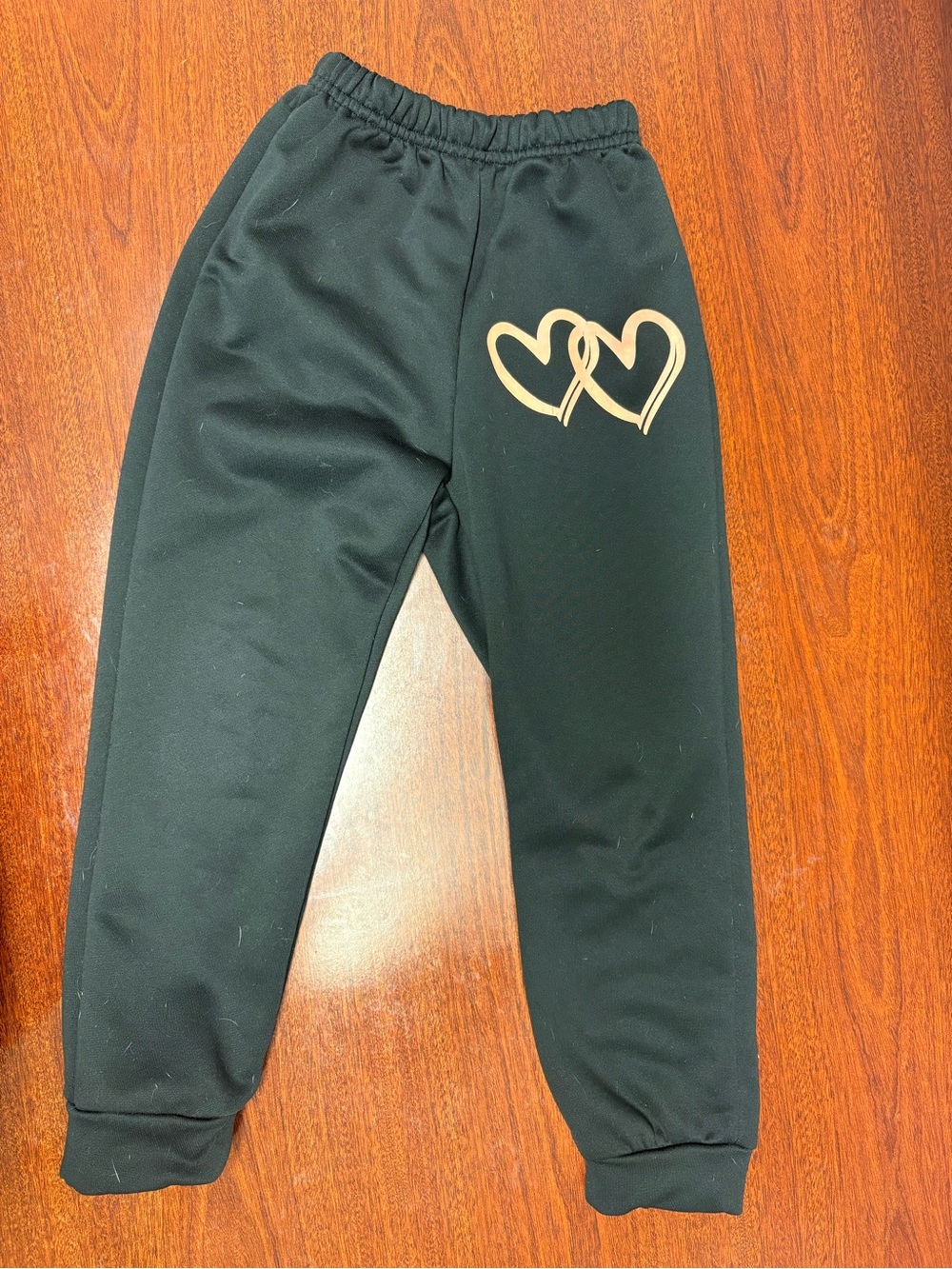 Kids Black Sweatpants with coral color Heart Detail